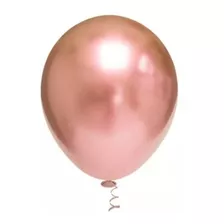 Balão Bexiga Metalizada Aluminio Cromado Nº9 25 Unidades Cor Rosê