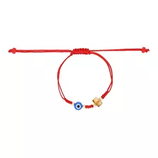 Pulsera Hilo Rojo Ojito Chapa Dorada Y Ambar Stellina Bebés Diámetro 3 Cm