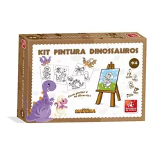 Kit Pintura Brinquedo Infantil C/ Cavalete Pintura Dinos