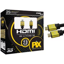 Cabo Hdmi 2.0 - 4k, Ultra Hd, 3d, 19 Pinos - 25 Metros Pix