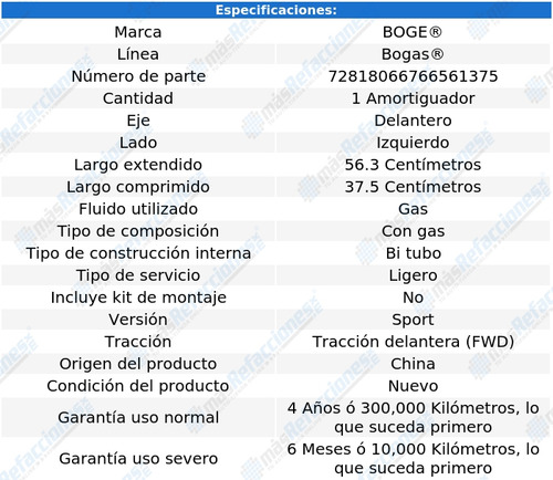 1 Amortiguador Gas Izq Del Swift L4 1.6l 13 Al 15 Boge Bogas Foto 2