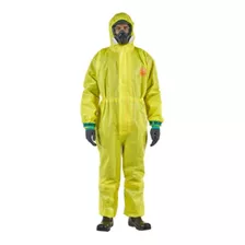Macacão Microchem 3000 Proteção Química Amarelo Capuz Tyvek 