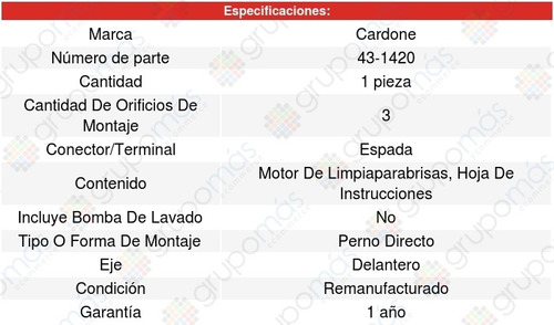 Motor Limpiaparabrisas Delantero Acura Vigor 92-94 Cardone Foto 4