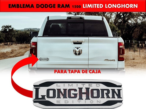 Emblema Para Tapa De Caja Dodge Ram Limited Longhorn Foto 2