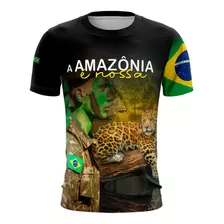 Camiseta Brasil A Amazônia É Nossa Proteção Solar Uv50+