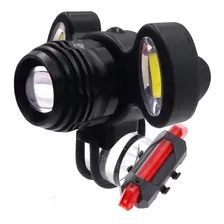 Farol Lanterna Bike 3 Focos Led Zoom + Sinalizador Traseiro 