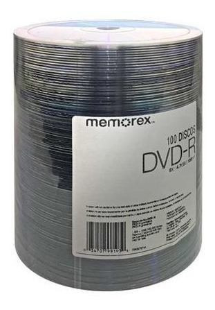 Disco Virgen Dvd-r Memorex De 8x Por 100 Unidades