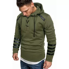 Sudadera Casual A La Moda De Cuero Con Capucha Para Hombre