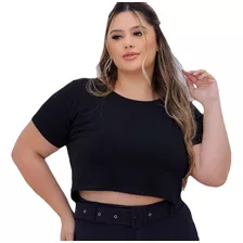 Camiseta Cropped Tshirt Blusa Estilosa Larguinha Plus Size