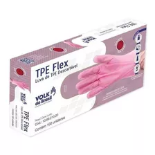 Luvas Descartáveis Volk Do Brasil Flex Cor Rosa Tamanho M De Elastômero Termoplástico X 100 Unidades 