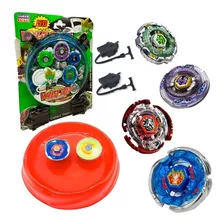 Kit 4 Beyblade Metal Led + 2 Lançadores + Arena - Novidade