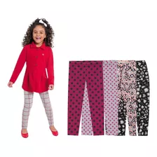 Kit 3 Calças Legging Flanelada Kids Frio Brandili E Elian 