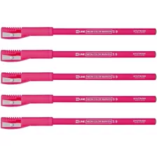 Kutsuwa Rf017pk-5p Marcador Fluorescente Tipo Lápiz, Rosa, 5