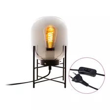 Luminaria De Mesa Abajur Flint Cupula De Vidro + Lampada Filamento De Carbono St64 St1345