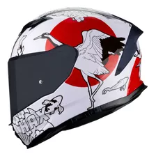 Casco Force Birds Bliss Blanco Rojo Brillo 