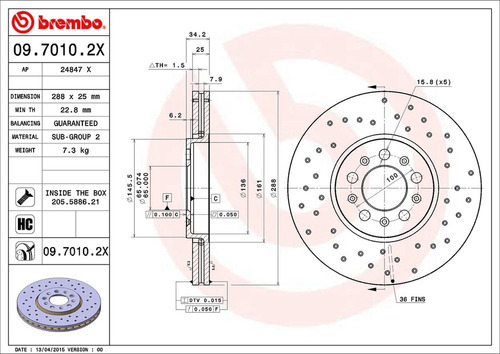 Disco De Freno / Vw Jetta Glx Vr6 2001 Delantero Ventilado Foto 2