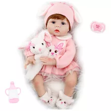 Muñeca Aori Reborn Baby Doll De 56 Cm Con Set De Conejitos