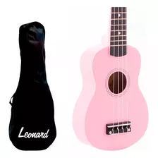 Ukelele Soprano Leonard Color Rosa Uquelele + Funda 