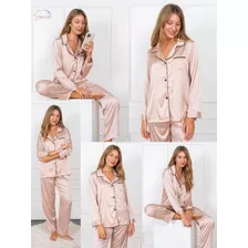 Pijama Camisero De Seda Mujer Suave Cómodo Senira