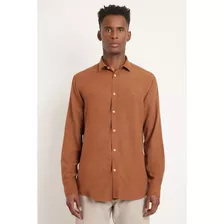 Camisa Slim Linen Slub Cafe