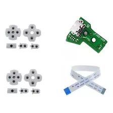 1 Placa Usb Flat 2 Kits Borrachas Para Controle Ps4 050 055