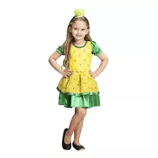 Fantasia Infantil Abacaxi Vestido Curto Frutas 2-10 Anos