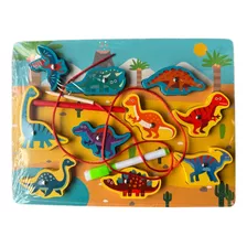 Juego Pesca Y Encaje Magnético- Madera Puzzle Dinosaurios