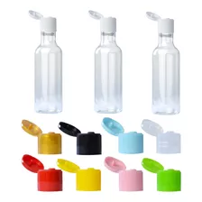 100 Mini Garrafinhas De Plástico 50ml Tampa Rosca Fliptop