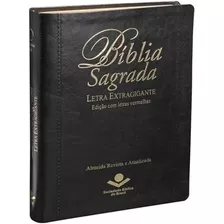 Bíblia Sagrada Preta Letra Extragigante Ara 17x23 Com Índice Latera, Ajuda E Mapas