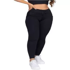 Calça Jogger Ribana Tecido Algodão Grosso Cadarço P/ Ajuste 