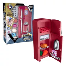 Refrigerador Geladeira Infantil Duplex Chef Kids Acessórios Cor Vermelho