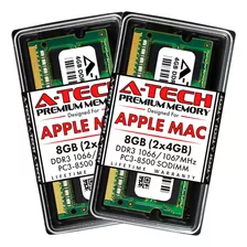Memorias Ram A-tech, 2 X 4 Gb, Ddr3 1066/67mhz, Para Mac