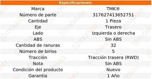 1- Maza Trasera Izq/der Sin Abs G37 V6 3.7l 08/13 Tmk Foto 2