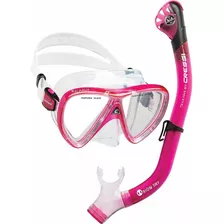 Combo Cressi Ikarus & Orion Dry Ideal Para Snorkeling Buceo Color Rosa