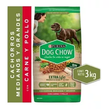 Alimento Dog Chow Vida Sana Cachorros Medianos Y Grandes Para Cão Filhote De Raça Média E Grande Sabor Mix Em Sacola De 3kg