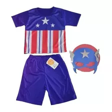 Fantasia Capitão America, Escudo E Mascara Infantil Bambolê