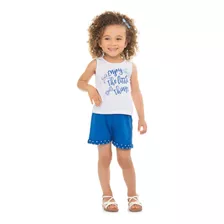 Conjunto Infanti Menina Regata Meia Malha Shorts Moletom