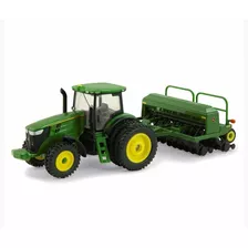 Miniatura Trator John Deere 7215r Com Semeadora