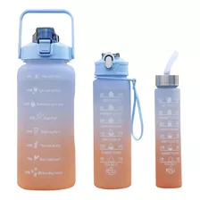 Kit X3 Botellas Termo De Agua Motivacionales 2l 900ml 500ml 