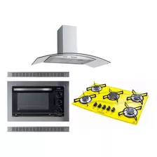 Kit Safanelli Coifa 90 Cm + Forno Embutir + Cooktop 5 Bocas Cores