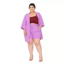 Saída Praia Feminina Camisão Kimono Bata M G Gg Eg Plus Size