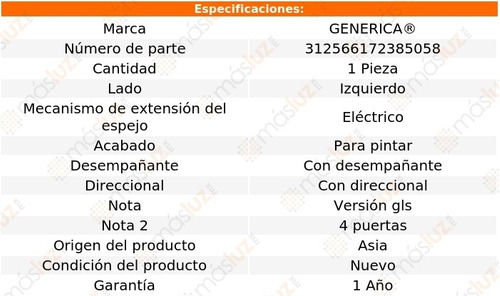 Espejo Izq Elect P/pintar C/desemp C/direcc Sonata 15/17 Foto 2