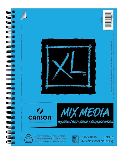Block Papel Canson Mix Media Xl, 7  X 10 , 60 Hojas
