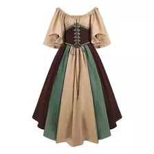 Vestido Gótico Medieval Para Mujer Con Cuello De Encaje 2024