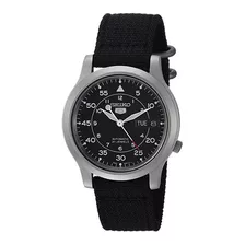 Reloj Seiko Snk809 Hombre Automático Correa Lona Negro Acero Color Del Bisel Plata Mate