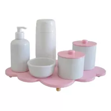 Kit Higiene Bancada Porcelana Térmica Bandeja Nuvem Quarto