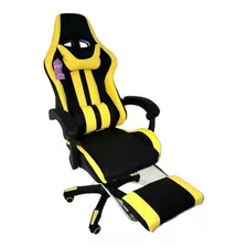 Sillas Gamer Amarilla Con Negro Ergonómica Con Reposa Pies 