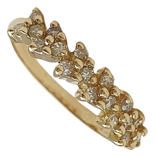 Anel Galeria Com Diamantes 0,27ct Em Ouro 18k 750 Amarelo 11
