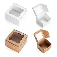 Blanco Caja De La Panadería Con La Ventana 4x4x2.5 Pulgadas 