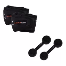 Kit Ginastica 2 Caneleira 1kg + 2 Halter Emborrachado 1kg Cor Preto